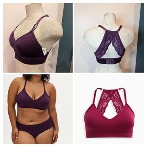 Torrid unlined seamless  racerback purple bralette size 10